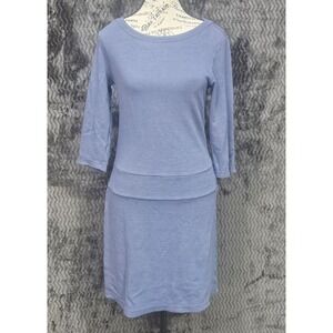 Toad & Co Nixi Dress M Blue Boat Neck Stretch Casual Officecore Career Teacher‎
